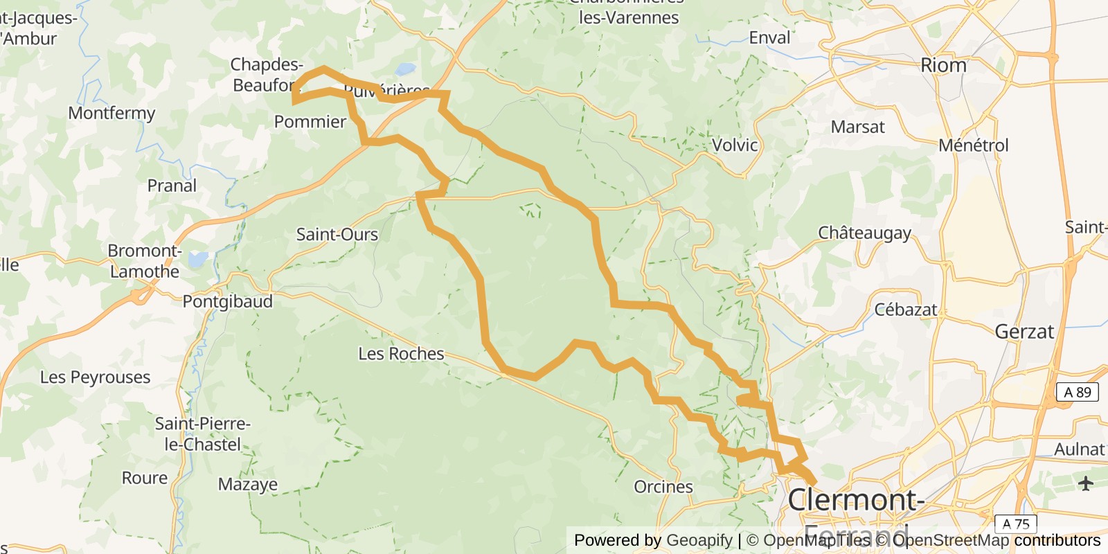 Carte du parcours Entre routes et chemins