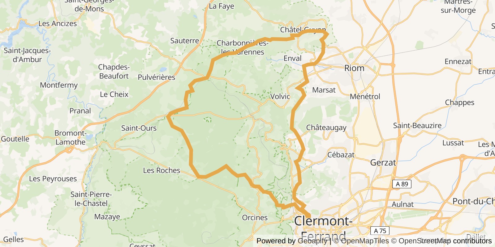 Carte du parcours Mix asphalte et terre